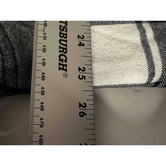 Eddie Bauer Flannel Snap Shacket Womens XXL Navy White Buffalo Plaid Long Sleeve - Picture 10 of 13